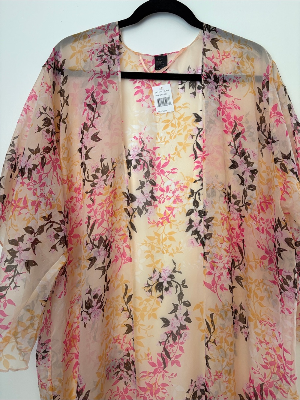 D&Y Sheer Floral Kimono in Pink, Yellow, Brown